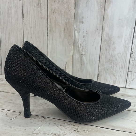 Fioni Night Womens 145282 Black Glittered Pointed Toe Slip On Size 9 Heels - Picture 10 of 14